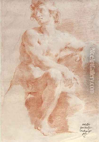 A seated nude turned to the left Oil Painting - Ubaldo Gandolfi