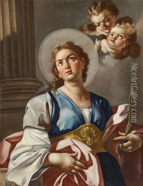 Martyr Surrounded By Angels Oil Painting - Giovanni Battista Passeri