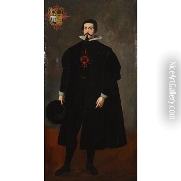 Full Length Portrait Of A Knight, With The Red Cross Of The Order Of Calatrava (spanish Military) Oil Painting - Diego Velazquez