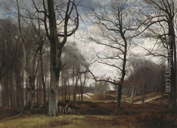 Wild Im Wald Von Fontainebleau Oil Painting - Eugene Antoine Samuel Lavieille
