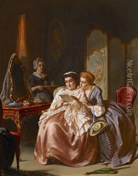 Der Liebesbrief Oil Painting - Petrus Theodorus Van Wyngaerdt