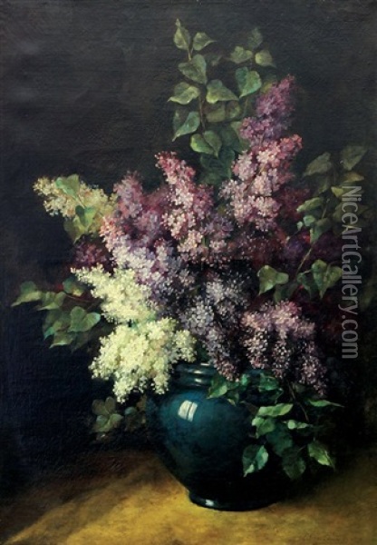 Still Life With Lilacs In A Vase Oil Painting - Emile Gustave Couder