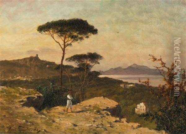 Blick Auf Die Bucht Von Neapel (pair) Oil Painting - Heinrich Gogarten