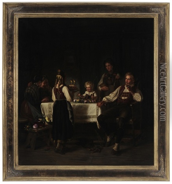 The Second Birthday Oil Painting - Friedrich Adolf Hornemann