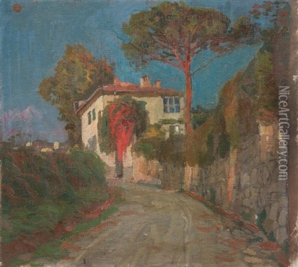 Paesaggio Con Villa E Alberi Oil Painting - Ruggero Panerai