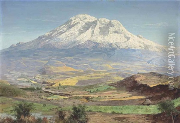 Mount Chimborazo, Ecuador Oil Painting - Cesar A. Villacres