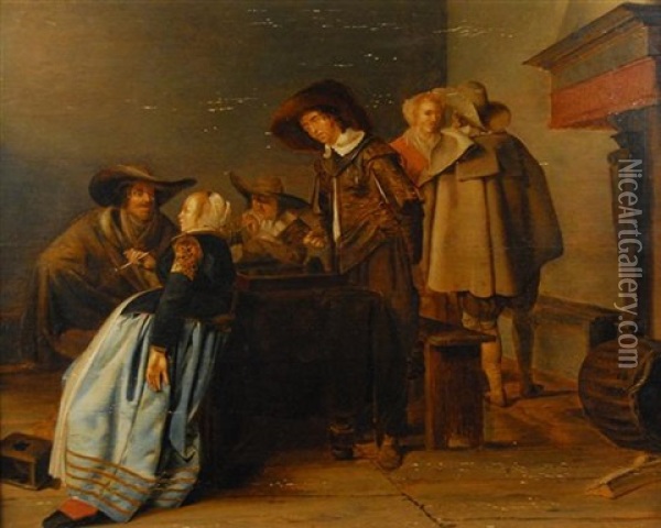 Tavern Scene Oil Painting - Pieter Jacobs Codde