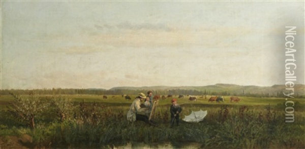 Le Peintre Sur Le Motif Oil Painting - Adolphe Theodore Jules Martial Potemont