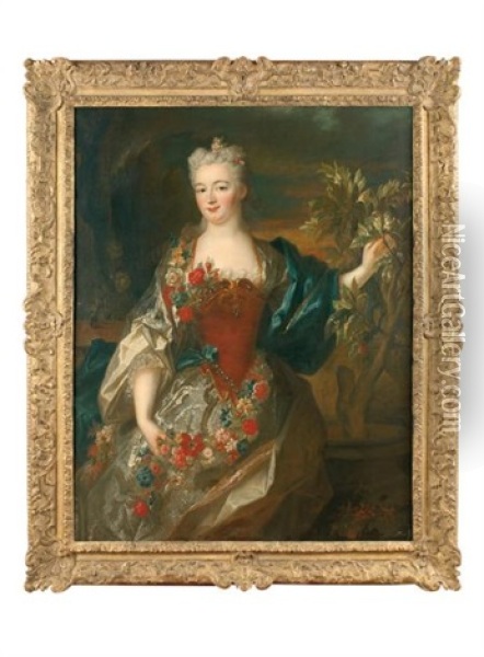 Portrait De Femme En Flore Oil Painting - Nicolas de Largilliere