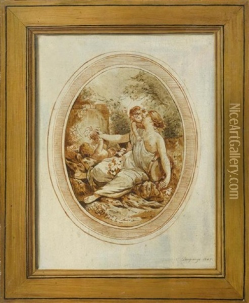 Venus Reicht Einer Putte Trauben Oil Painting - Jean Baptiste Charles Desgrange