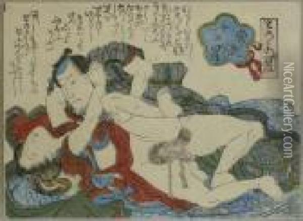 Eisen, Ikeda . Shunga-blatt. Zw?lf Stilvolle Sterne. Japan, 1830/35 Oil Painting - Keisai Eisen