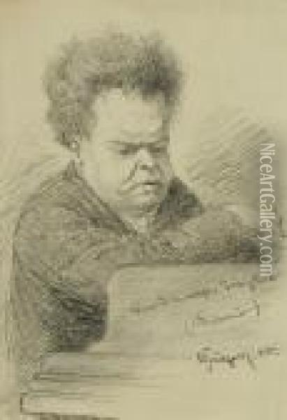 Karikatur Des Pianisten Frederic
 Lamond Oil Painting - Eduard Von Grutzner