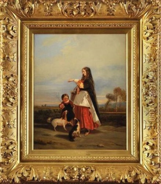 La Recompense Oil Painting - Camille Joseph Etienne Roqueplan