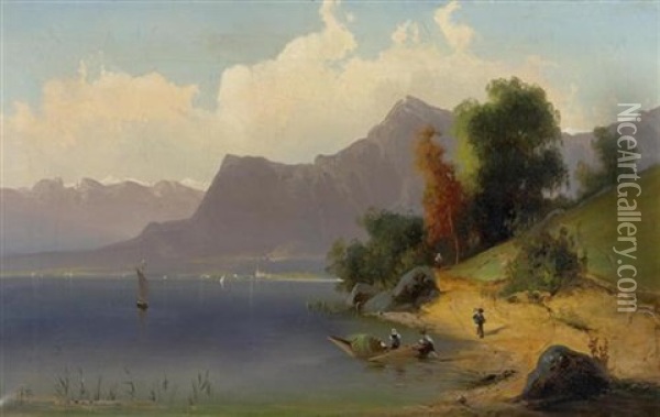 Blick Auf Den Brienzer See Oil Painting - Ferdinand Feldhuetter
