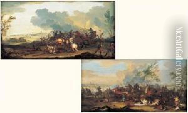 Scenes De Chocs De Cavalerie Oil Painting - Joseph Parrocel