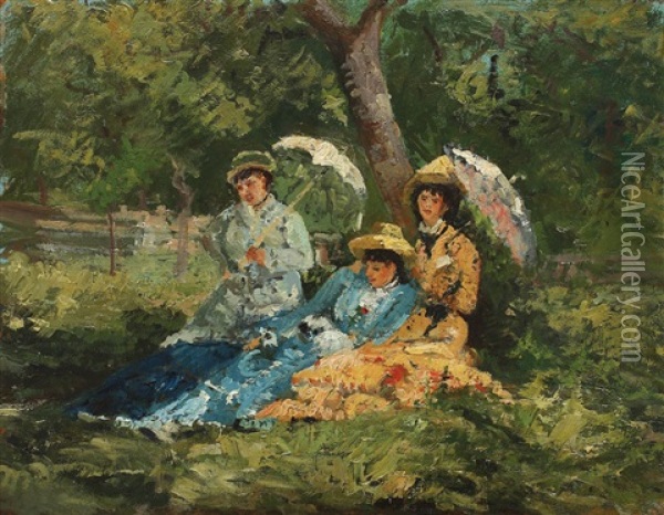 Women In The Park Oil Painting - Ioan Andresscu