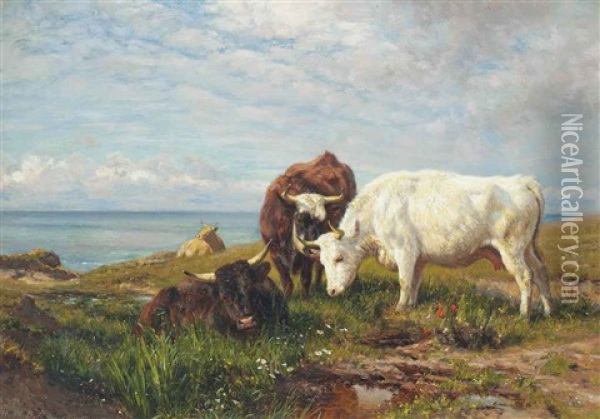Along The Cliff-tops Oil Painting - Henry William Banks Davis