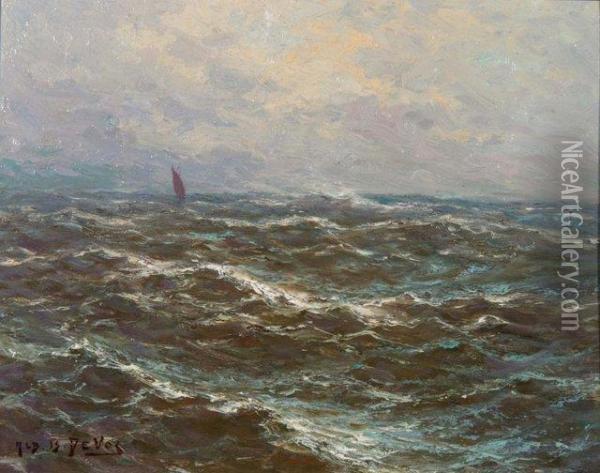 Stormy Seas W Oil Painting - Albert Isidore Devos