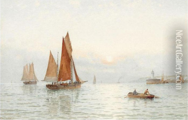 Fishing Boats Off Ramsgate Oil Painting - George Stanfield Walters