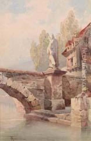 Ponte Di Pietra Oil Painting - Francesco, Lord Mancini