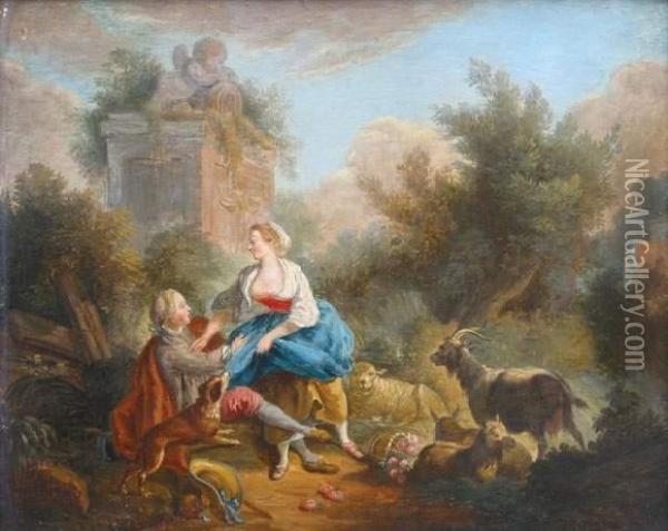 Pastorale. Oil Painting - Jean-Baptiste Huet I