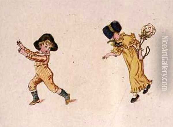 Playing Baby from A Day in a Childs Life Oil Painting - Kate Greenaway