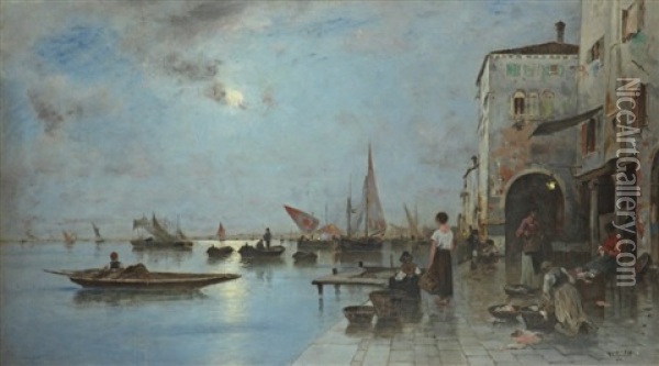 Crepuscule A Venise, Le Retour Des Pecheurs Oil Painting - Wilhelm von Gegerfelt