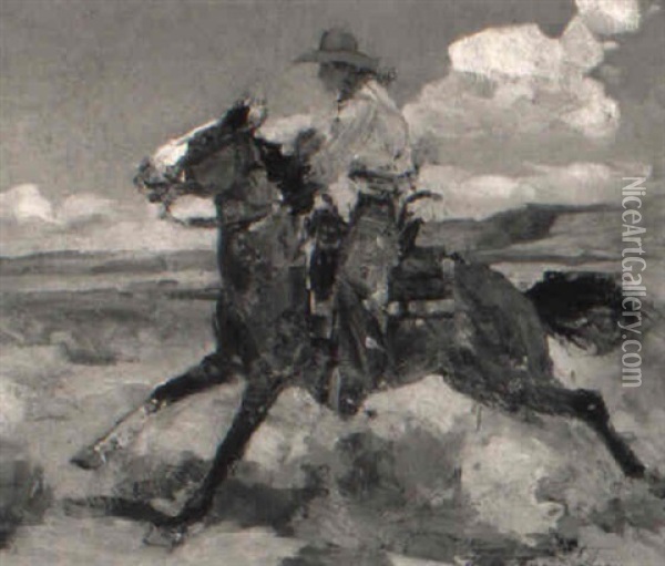 Rider On Horseback Oil Painting - Frank Tenney Johnson