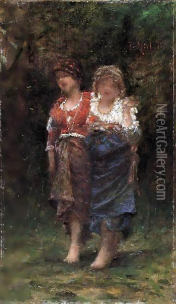 Fanciulle Abruzzesi Oil Painting - Francesco Paolo Michetti