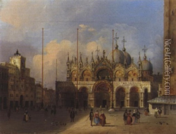 Vue De La Place Saint Marc A Venise Oil Painting - Carlo Grubacs