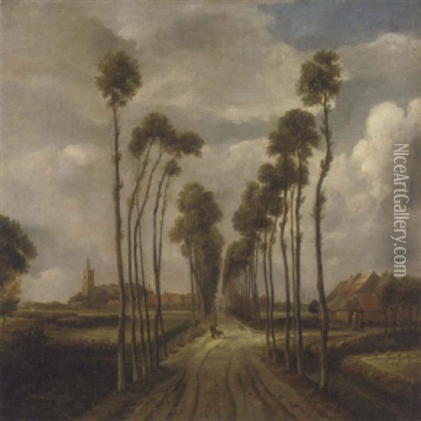 The Avenue To Middelharnis Oil Painting - Meindert Hobbema