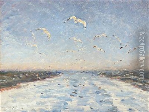 Kolvandsstribe Oil Painting - Julius Paulsen