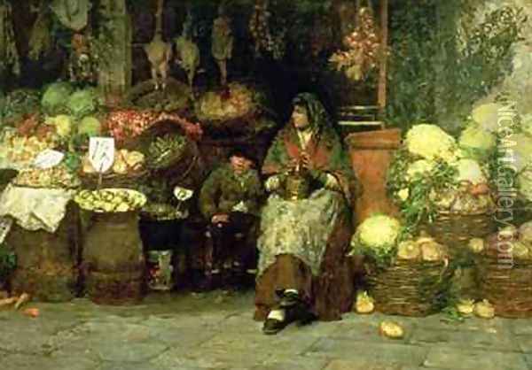 The Vegetable Vendor 1890 Oil Painting - Luigi Nono