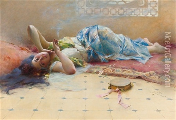 Liegende Arabische Schonheit Oil Painting - Emile Auguste Pinchart