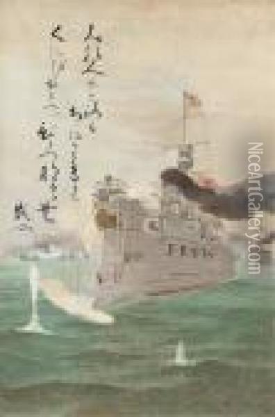 The Power Of The Japanese Imperial Navy Oil Painting - Kobayashi Kiyochika