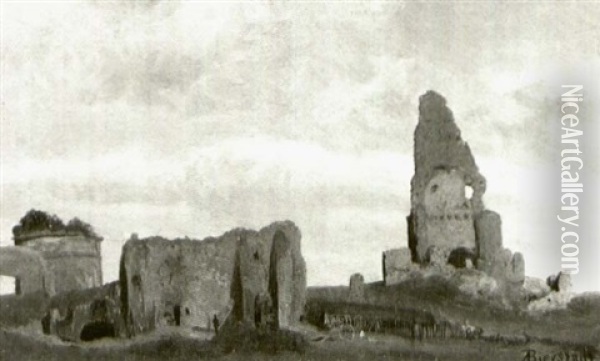 Ruins In The Roman Campagna Oil Painting - Albert Bierstadt