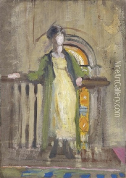 On The Landing, Mespil House Oil Painting - Sarah Henrietta Purser