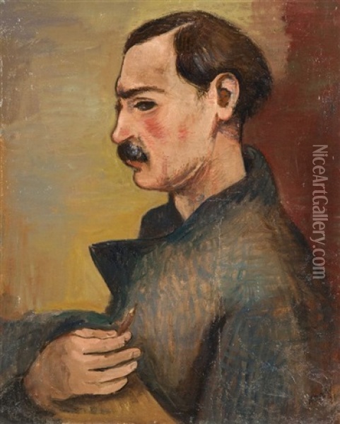 Portrait De Maurice Utrillo Oil Painting - Georges (Karpeles) Kars