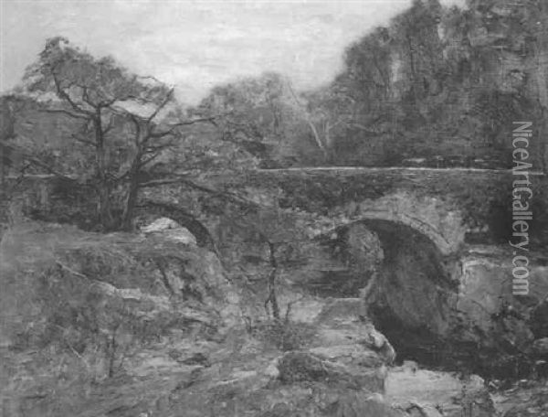 Pont-y-pair Bridge, Betws-y-coed Oil Painting - Joshua Anderson Hague