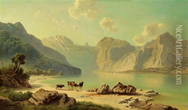 Konigsee Oil Painting - Josef Mayburger