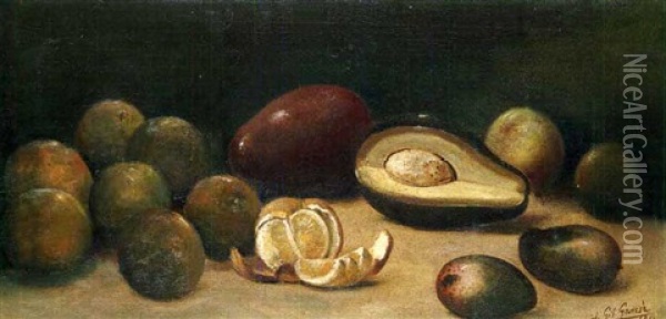 Bodegon Con Mango, Aguacates Y Mandarinas Oil Painting - Juan Gil Garcia