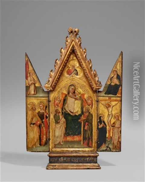 Triptych Of The Madonna Enthroned Oil Painting -  Master of Tobia