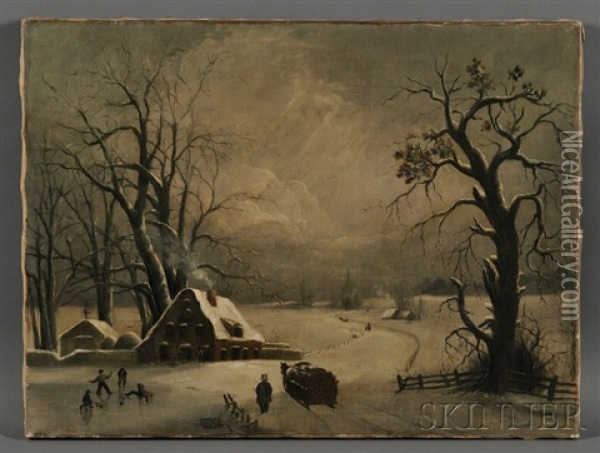 Winter Scene Oil Painting - Joseph Rusling Meeker