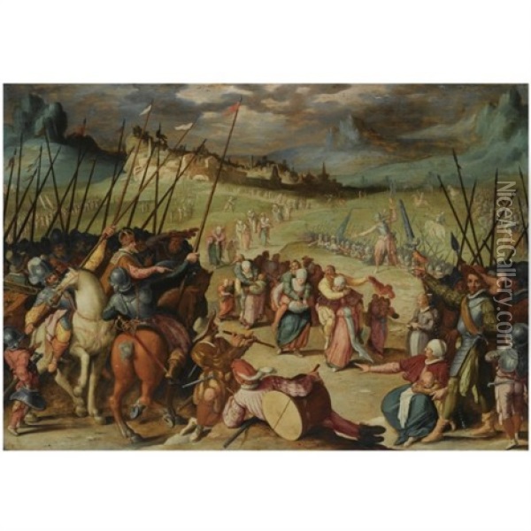 The Faithful Wives Of Weinsberg Oil Painting - Isaac Claesz van Swanenburgh