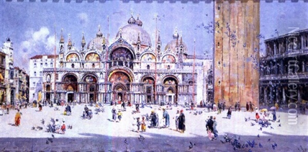 Plaza De San Marcos De Venecia Oil Painting - Antonio Maria de Reyna Manescau
