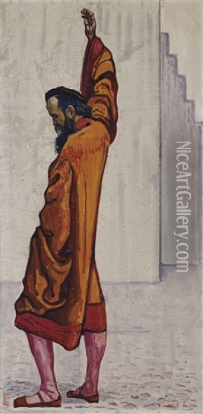 Schworender, Einzelfigur Zu Einmutigkeit Oil Painting - Ferdinand Hodler