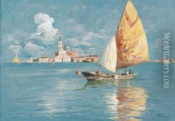 La Laguna Di Venezia E L'isola Di San Giorgio Oil Painting - Giovanni Salviati