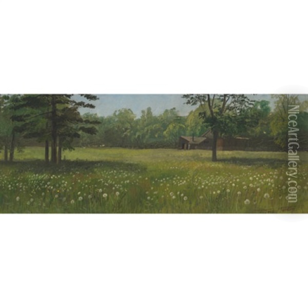 Ontario Farmstead Oil Painting - Thomas Mower Martin