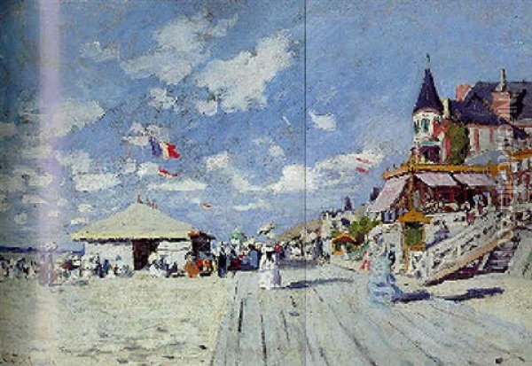 Sur Les Planches De Trouville Oil Painting - Claude Monet