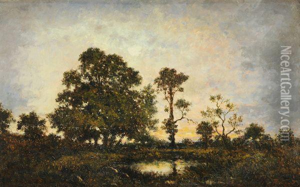 Soleil Couchant Dans La Lande Oil Painting - Theodore Rousseau